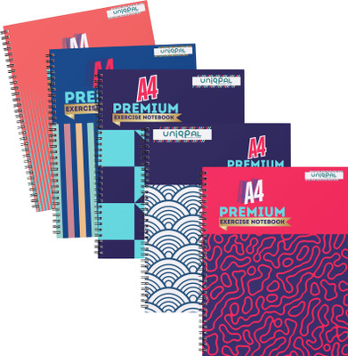 UNIQPAL NOTEBOOK A4 Notebook UNRULED / PLAIN 200 Pages(Multicolor, Pack of 5)