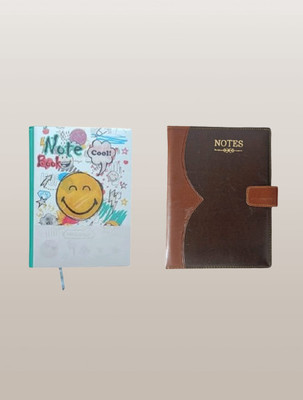 The Startup Bazaar Combo pack Lether Diary And New Notebook Diary New Button Diary Office Diary B5 Diary 2024-2025 200 Pages(Brown, White, Pack of 2)