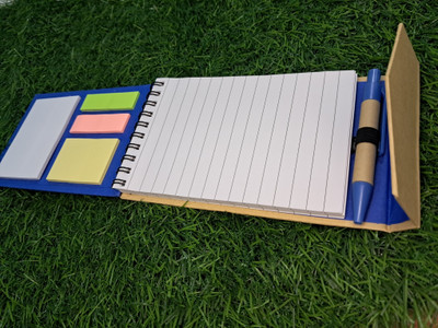 Boxofblliss Memo book with stick notes and pen Mini Memo Book ruled 50 Pages(Blue)