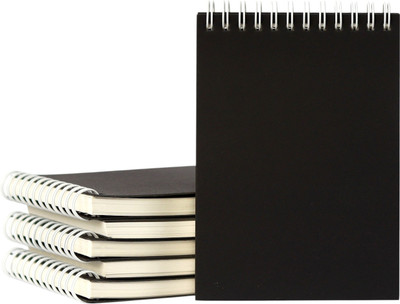 INNAXA A6 Blank Notepad - 100 GSM Paper, Black Cover | Wirebound Pocket Notebook A7 Note Pad Notebook for Notes, Sketching & Ideas 50 Pages(Black, Pack of 6)