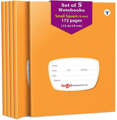 Target Publications Small Square Ruled Notebooks | Square 9 mm | 172 Ruled Pages | Hard Brown Cover | 15.5 cm x 19 cm Approx | Maths Exercise Small Grid Notebooks | Pack of 5 Books | Regular Notebook Ruled 860 Pages(Brown, Pack of 5)