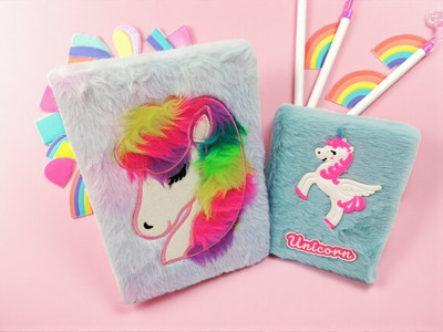 Eclet 2pcs(Big and small Size)Soft Cute Fur Diary for Girls/boys Kids A5 Diary Personal Diary Furry Diary for Girls Fur Cover Notebook with Ruled Page 80 Pages(Multicolor)