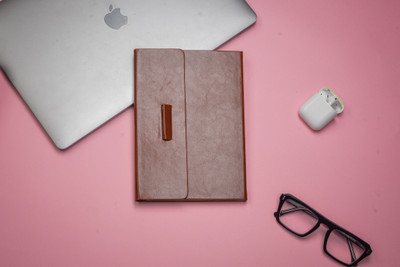 Your Gift Studio Corporate Gift Set of Classy Diary with pen holder, A5 Diary Single Ruled 196 Pages(Brown)