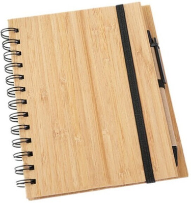 Bamboo Haat Spiral Text Diary With Pen- Useful Gift Set For Personal & Office Use A5 Notebook Ruled 150 Pages(Beige)