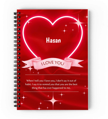 GIFTUATION Love Hasan /spiral diary & gift for couples A5 Diary Unruled 140 Pages(Red)