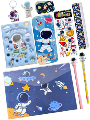 Le Delite space astronaut theme 3d print notebook A5 Diary ruled 100 Pages(Multicolor)