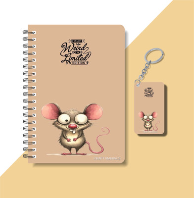 craft maniacs CUTE PUN 2025 NOTEBOOKS & KEYCHAIN A5 Diary RULED 120 Pages(Multicolor)