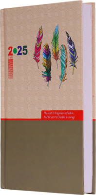 Zoozoartz 2025 New Year 80 GSM Art Paper Printed Cover with a Matte Finish A5 Diary Ruled 160 Pages(Feather)