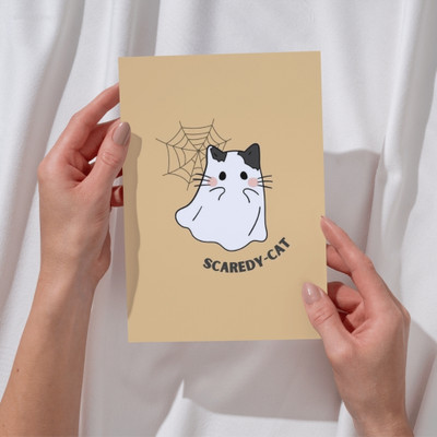 aesthetic Cute Cat Ghost A5 Notebook Unruled 100 Pages(Multicolor)