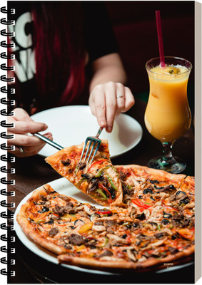 ESCAPER Pizza Served Food Spiral Notebook, Executive Notepad, Office Diary A5 Diary Ruled 160 Pages(Pizza Served)
