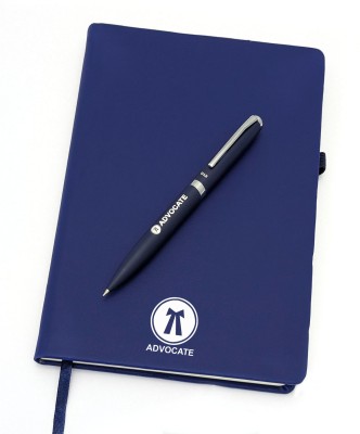 UJJi Navy Blue Notebook & Pen Set with Advocate Logo A5 Gift Set Ruled 186 Pages(Navy Blue, Pack of 2)