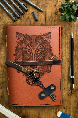 DI-KRAFT Handmade Classic Design Leather-Printed Leather A6 Diary Unruled 200 Pages(Brown 10)