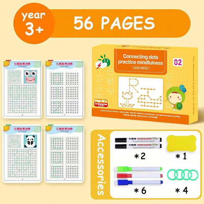 Qiyang sales Reusable Activities Book Regular Notebook Kids Learning Materials 56 Pages(Multicolor)