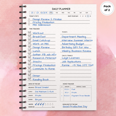 The Papier Ocean Undated Daily Productivity Tracker and Task Organizer A5 Planner Ruled 160 Pages(Tan, Pack of 2)