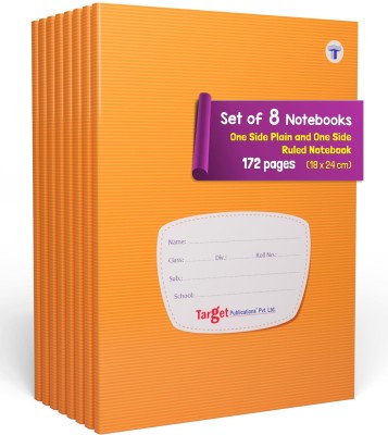 Woodsnipe Single Line Interleaf Notebooks | Small One Side Ruled & One Side Blank / Unruled Notebooks | 176 Pages A5 Size | Soft Brown Cover | 18 cm x 24 cm Approx | Pack of 8 Books | Interleaf Copy | GSM 60 A5 Notebook One side ruled 1408 Pages(Brown, Pack of 8)