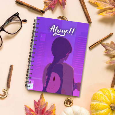 Sai Crafts Alone A5 Notebooks A5 Notebook Both Side Ruling 100 Pages(Purple)