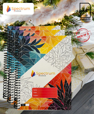 GARGANDASSOCI SPECTRUM A4 Notebook PLAIN AND UNRULLED 180 Pages(Red, Pack of 3)