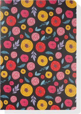 YETZ A5 Multi Color Pattern Softcover 80GSM 160 Pages Bookmark Ribbon Floral Diary A5 Diary Ruled 160 Pages(Black)