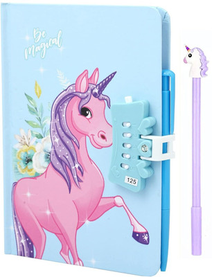 Daizen's Cartoon Printed Password Lock Diary With Pen | Password Number Lock Diary A5 Diary Yes 80 Pages(Multicolor)