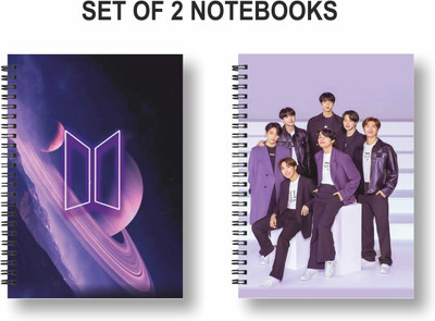 3DS Notebook A5 Diary Ruled 144 Pages(Purple, Multicolor, Pack of 2)