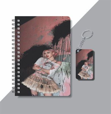 craft maniacs ROSE BLACKPINK DIARY & KEYCHAIN A5 Diary RULED 120 Pages(Multicolor)