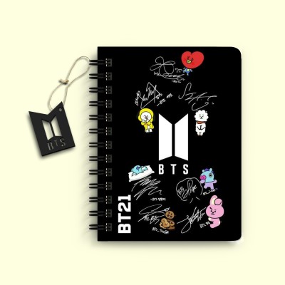 DI-KRAFT BTS Printed Diary for Home and office use A5 Diary Unruled 160 Pages(Bold Black)