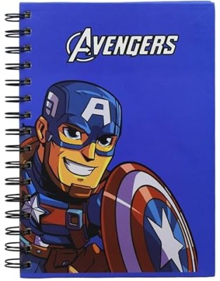 Boenjoy Superheroes Spiral Diary Notebook for Kids & Boys (1 Pcs) (Captain America) A5 Notebook Ruled 110 Pages(Multicolor)