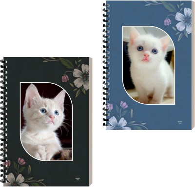 ESCAPER Cat Spiral Notebook, Executive Journal, Designer Notepad, Diary For Writing A5 Diary Ruled 160 Pages(Combo- B, Pack of 2)