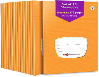 Target Publications Single Line Notebooks for Kids, Students, Office|Copy Book|15.5x19 cm|Pack of 15 Regular Notebook Ruled 172 Pages(Brown, Pack of 15)