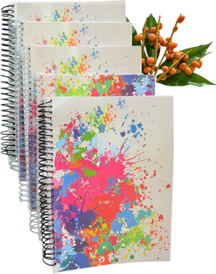 Gospiral Handmade A4 Notebook Unruled 200 Pages(White, Multicolor, Pack of 5)