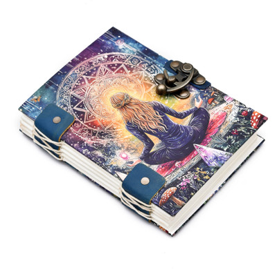 leather play Handmade Spiritual Mandala Printed Lock Diary | Meditation Yoga Journal Notebook Regular Diary Unruled 144 Pages(Multicolor)