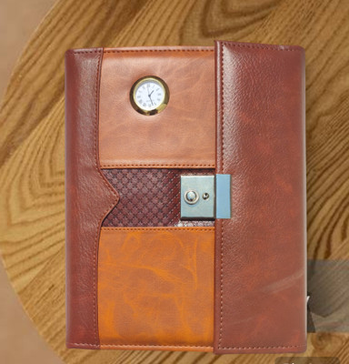 UBROFIT 3 Folder Premium soft crafted leather diary B5 Planner/Organizer Double ruled 365 Pages(Tan)