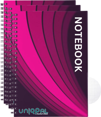 UNIQPAL Set of 3 A4 Note Book Ruled 200 Pages(White/Black, Pack of 3)