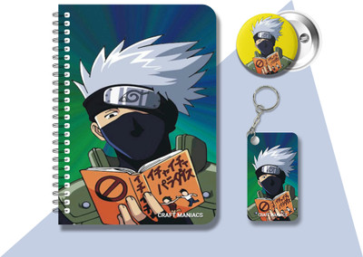craft maniacs KAKASHI HATAKE DIARY & 2 FREEBIE A5 Notebook RULED 120 Pages(Multicolor, Pack of 3)