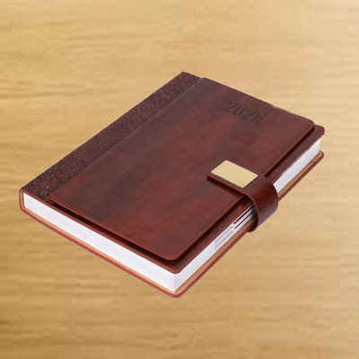 Scribelle 2026 Diary,Magnetic Flap, Card Slots A5 Diary 324 Ruled Pages, 70 GSM Paper 324 Pages(Brown)
