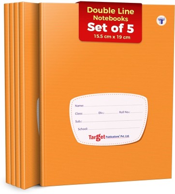 Woodsnipe Double Line Notebooks | 176 Ruled Pages | Small Two Line Notebooks | Hard Brown Cover | 15.5 cm x 19 cm Approx | Pack of 5 Books | For School, College and Office Use | GSM 60 Regular Notebook Two lIne 880 Pages(Brown, Pack of 5)