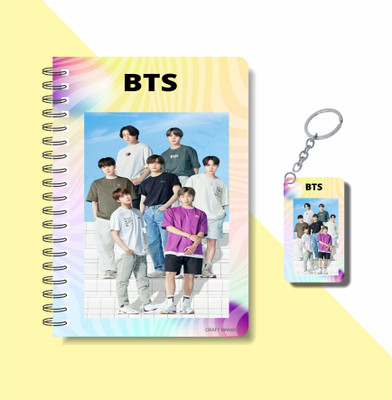 craft maniacs BTS 2023 DIARY & FREE KEYCHAIN COLLECTION A5 Diary RULED 160 Pages(White)
