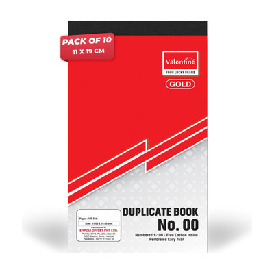 Empoli Duplicate Book | 11 x 19 cm, No. 00 | Perforated Sheets + Free Carbon Paper | Regular Duplicate Books with (100 Ruled + 100 Plain) 200 Pages(Red, Pack of 10)
