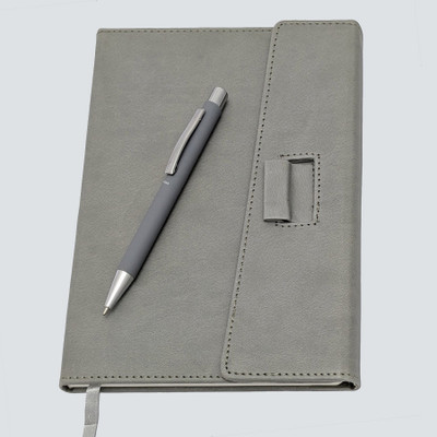 UJJi A5 Grey Professional Diary with Flap Closure and Pen Holder A5 Planner Ruled 192 Pages(Grey)