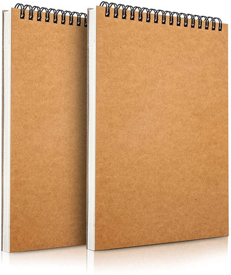 INNAXA Top-Spiral Notebooks,Line Pages A5 Note Pad Ruled 100 Pages(Brown-Ruled, Pack of 2)