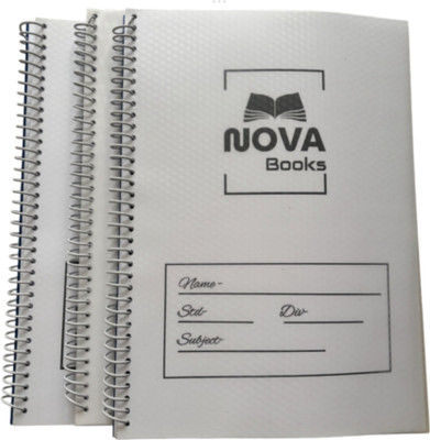 bookstudio Spiral notebook (200 pages each) A4 Notebook Unruled 600 Pages(White, Pack of 3)