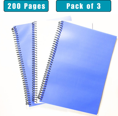 S P EDU NOTEBOOK Spiral notebook copy A4 Unruled white 200 Pages / 100 sheets each A4 Notebook Unruled 200 Pages(White, Pack of 3)