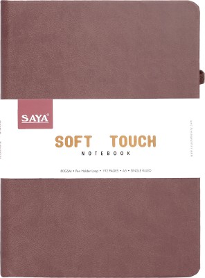 saya Soft Touch A5 Notebook | PU Cover, 192 Pages, Elastic Closure, Pen Loop, 80 GSM A5 Notebook Ruled Line 192 Pages(Brown)