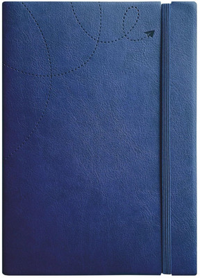 ANUPAM Flxy Journal College Ruled Notebook 80 Gsm Paper Leather Textured PU A5 Journal with Timeless Paper Plane Impression Cover Matching Elastic Closure 192 Pages(Blue)