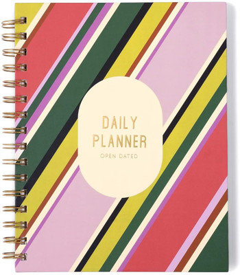 7mm Between the Lines Undated Daily Planner Journal | Open Date | Hard Cover Wiro Bound | 75 Days A5 Planner Undated 150 Pages(Retro Glam)