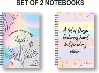 ROT RIX combo of 2 Notebooks A5 Diary Unruled 144 Pages(Pink, Multicolor, Pack of 2)