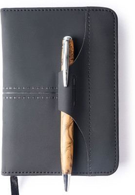 FINER THREADS (PU) polyurethane Handmade Journals Diaries (Pen Not Include) Pocket-size Notebook Rulled 80 Pages(Black)