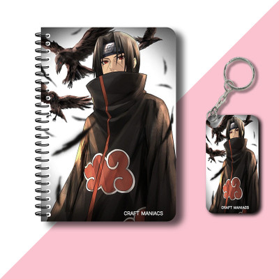 craft maniacs ITACHI UCHIHA DIARY & KEYCHAIN A5 Notebook RULED 120 Pages(Multicolor)