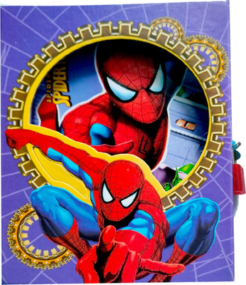 Art Bundle SpiderMan Big Size Diary with Lock Case for Kids Gifts Options -16.5*13*6 cm Regular Notebook Ruled 60 Pages(Multicolor)