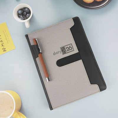 Erminio Palamino SOPHISTICATED DESIGN, SOFT THERMAL COVER | SLEEK & STYLISH | YEAR 2026 B5 Diary Ruled 365 Pages(Grey)